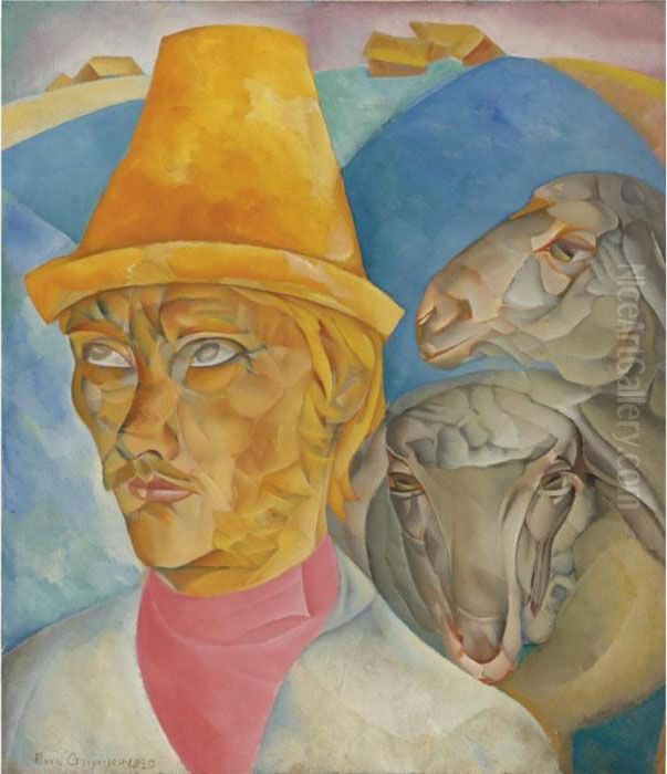 Shepherd Of The Hills Oil Painting by Boris Dmitrievich Grigoriev