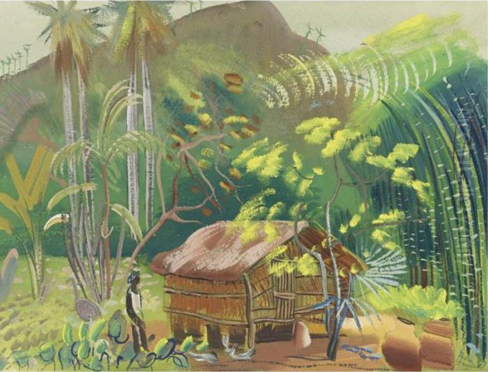 Native Hut, Brazil Oil Painting by Boris Dmitrievich Grigoriev