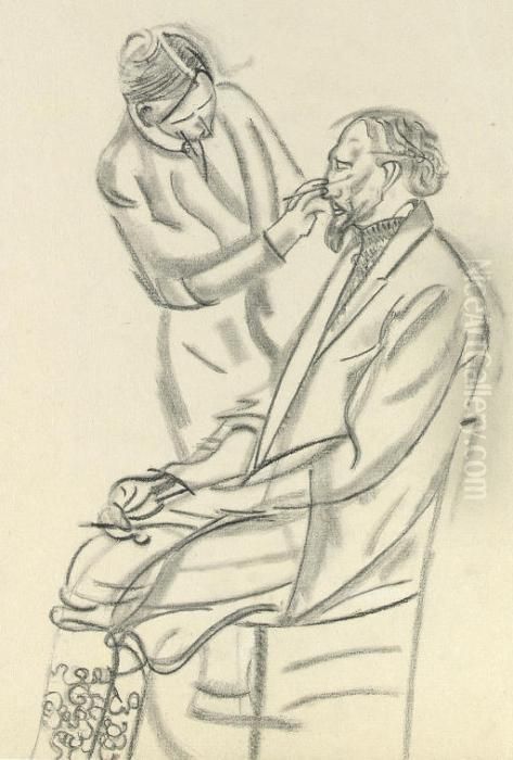 Vasilii Kachalov Preparing For A Role Oil Painting by Boris Dmitrievich Grigoriev