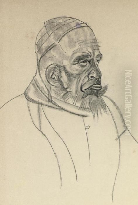 Portrait Of Aleksandr Vishnevskii In Gorki's Oil Painting by Boris Dmitrievich Grigoriev