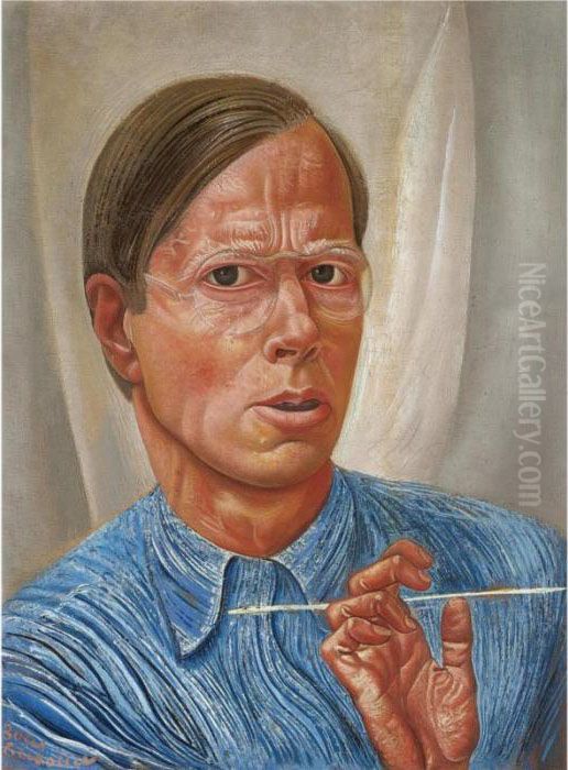 Self Portrait Oil Painting by Boris Dmitrievich Grigoriev