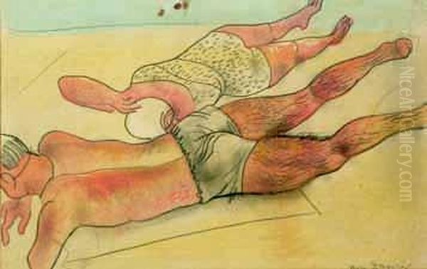 Baigneur Et Baigneuse Oil Painting by Boris Dmitrievich Grigoriev