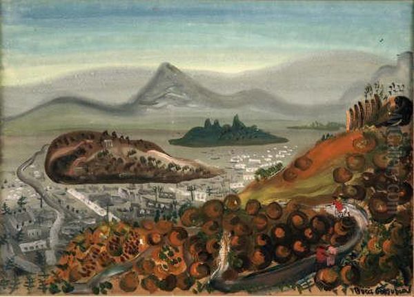 Mountain Landscape Oil Painting by Boris Dmitrievich Grigoriev