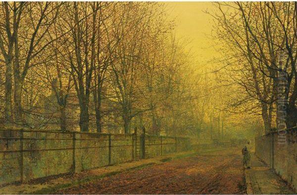 In The Golden Glow Of Autumn Oil Painting by John Atkinson Grimshaw