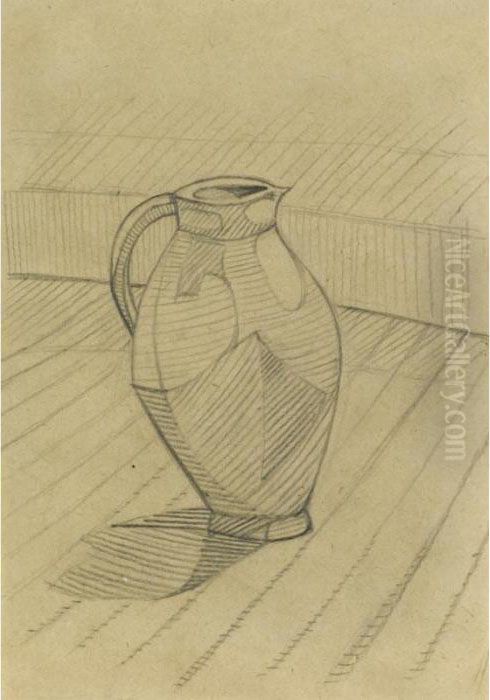 Etude De Pichet - Rectoetude De Bol Et Verre - Verso Oil Painting by Juan Gris