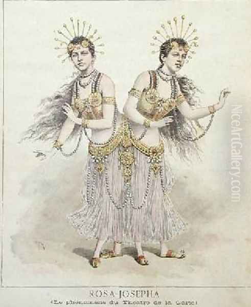 The Siamese Twins Rosa and Josepha Blazek from Le Petit Journal 1891 Oil Painting by Henri Meyer