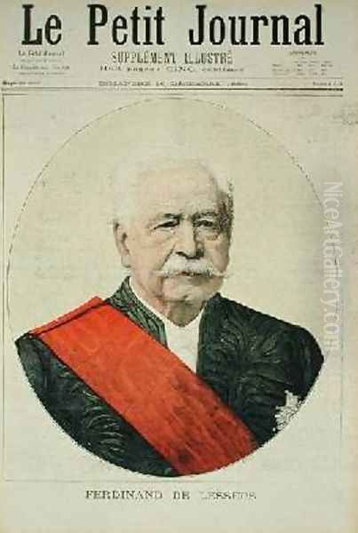 Portrait of Ferdinand Marie de Lesseps 1805-94 from Le Petit Journal 16th December 1894 Oil Painting by Henri Meyer