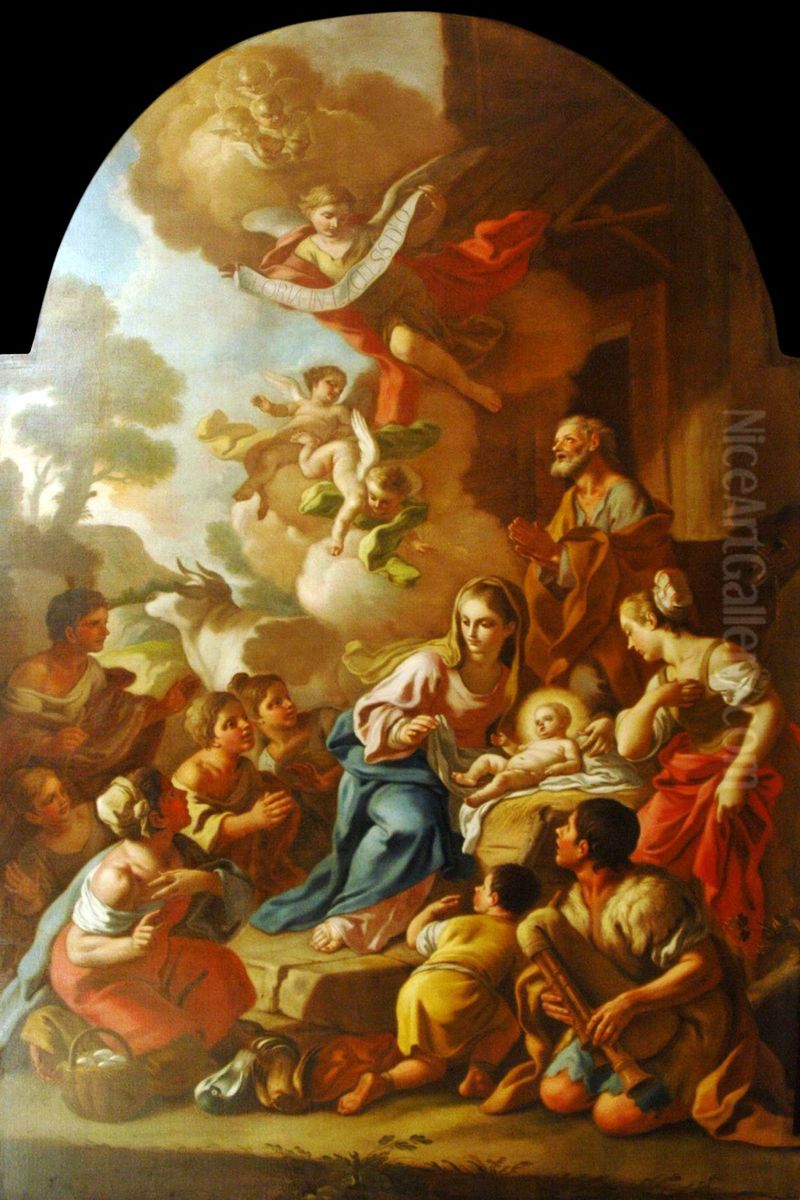 The Adoration of the Shepherds Oil Painting by Francesco de Mura