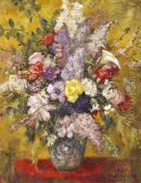 Viragcsendelet Vazaban Oil Painting by Bela Ivanyi Grunwald