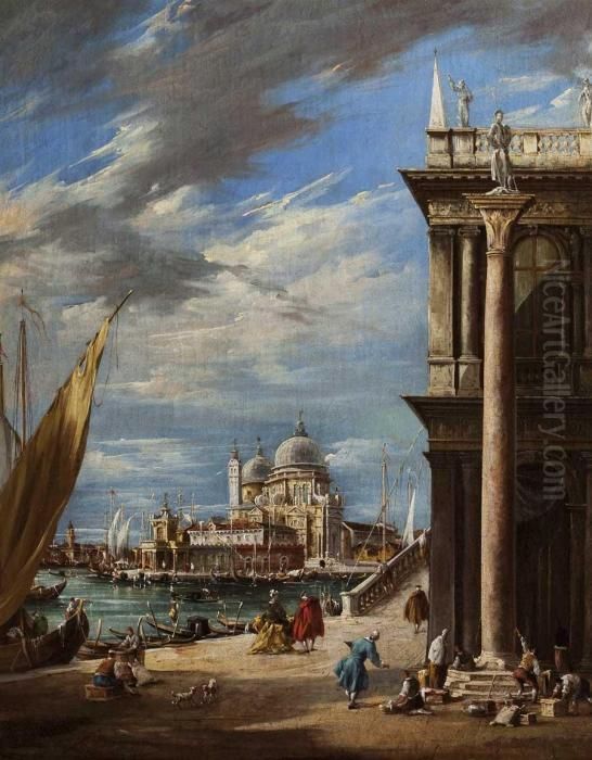 Veduta Della Piazzetta 
Allangolo Della Libreria Di San Marco Con Il Canal Grande E La Chiesa 
Della Salute Oil Painting by Francesco Guardi