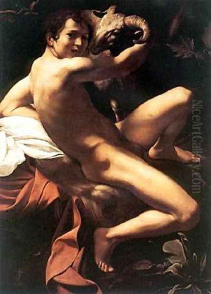 St John the Baptist Youth with Ram Oil Painting by Caravaggio