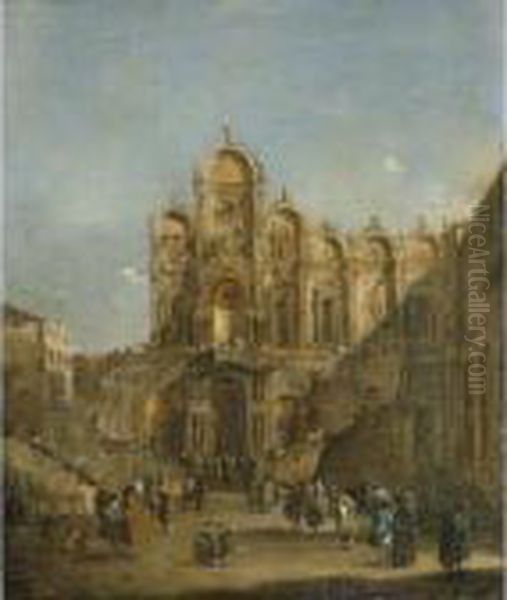 Veduta Del Campo Dei Santi 
Giovanni E Paolo Con La Loggia Eretta Inoccasione Della Benedizione 
Impartita Da Papa Pio Vi Il 19 Maggio1782 Oil Painting by Francesco Guardi