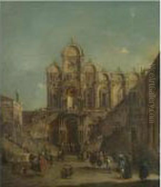 Venice, A View Of The Campo San 
Zanipolo With The Loggia Temporarily Erected Outside The Scuola Di San 
Marco For The Benediction Of Pope Pius Vi On 19th May 1782 Oil Painting by Francesco Guardi