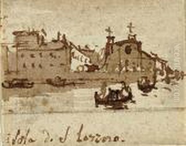 Four Views Of Venice: The Isola 
Di San Lazzaro Degli Armeni; The Isola Della Beata Vergine Del Rosario; 
The Isola Di San Servolo; And The Isola Di San Giorgio In Alga Oil Painting by Francesco Guardi