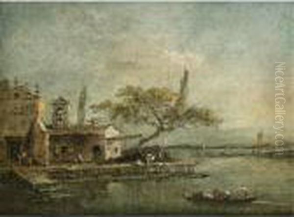 Sold By Order Of The Trustees Of The 2nd Baron Hesketh's Will Trust
 

 
 
 

 
 A View Of The Island Of Anconetta With The Torre Di Marghera Beyond Oil Painting by Francesco Guardi