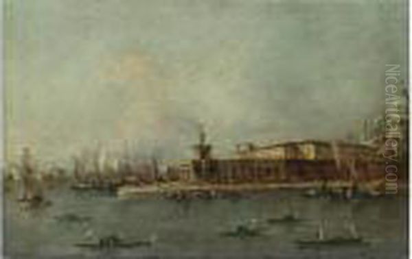 Venice, A View Of The Entrance 
To The Grand Canal With The Punta Della Dogana And The Church Of Santa 
Maria Della Salute Oil Painting by Francesco Guardi