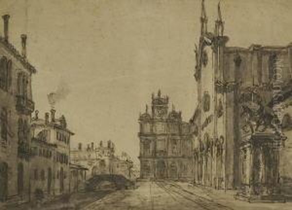 Venedig - Blick Auf Die Scuola Di
 San Marco, Zanipolo Und Das Colleoni-denkmal. Oil Painting by Francesco Guardi