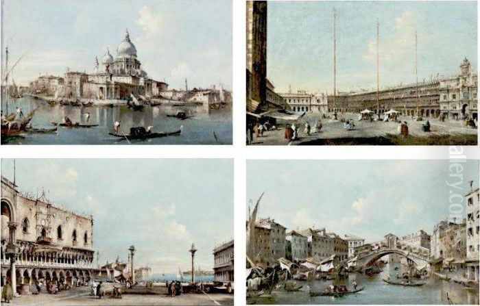 The Piazza San Marco Looking 
Towards San Geminiano; The Rialto Bridge With The Riva Del Vin; Santa 
Maria Della Salute; The Piazzetta Looking Towards San Giorgio Maggiore Oil Painting by Francesco Guardi
