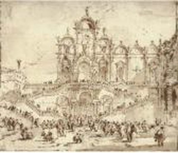 The Scuola Di San Marco, Venice,
 With The Temporary Platformerected For The Benediction Of Pope Pius Vi 
On 19 May 1782 Oil Painting by Francesco Guardi