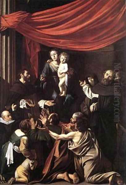 Madonna del Rosario Oil Painting by Caravaggio