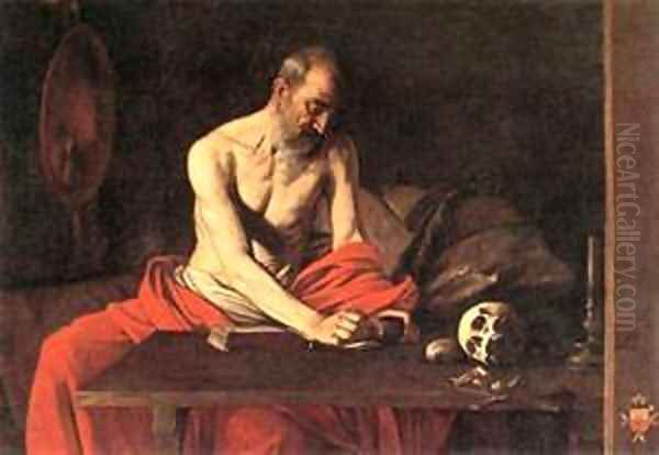 St Jerome Oil Painting by Caravaggio