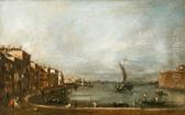 The Canale Di Santa Chiara, 
Venice, Looking North-west From Thefondamenta Della Croce To The Lagoon Oil Painting by Francesco Guardi