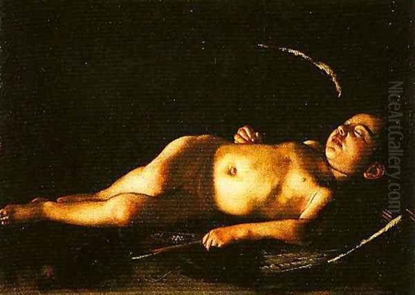 Sleeping Cupid Oil Painting by Caravaggio