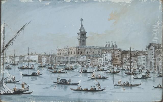 Vue Du Palais Des Doges Et De La
 Riva Dei Schiavoni Et Vue Desan Giorgio Maggiore, Venise Oil Painting by Giacomo Guardi