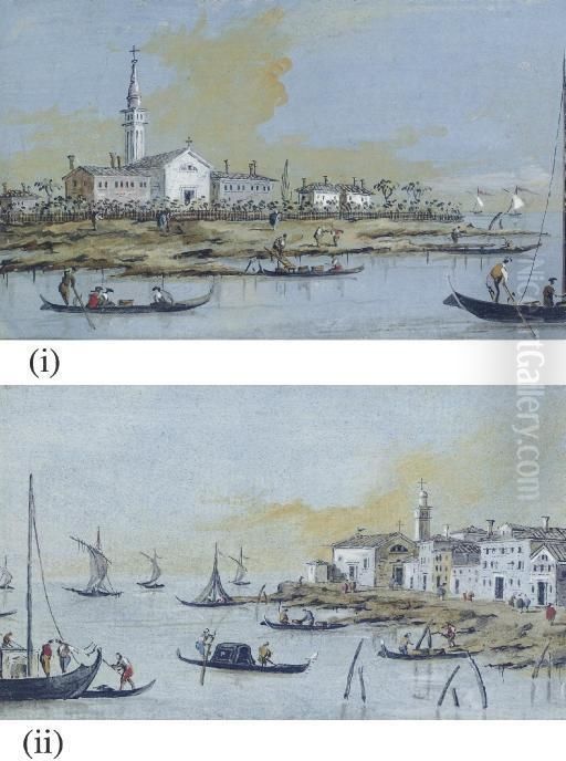 Two Views Of San Giorgio In Alga Oil Painting by Giacomo Guardi