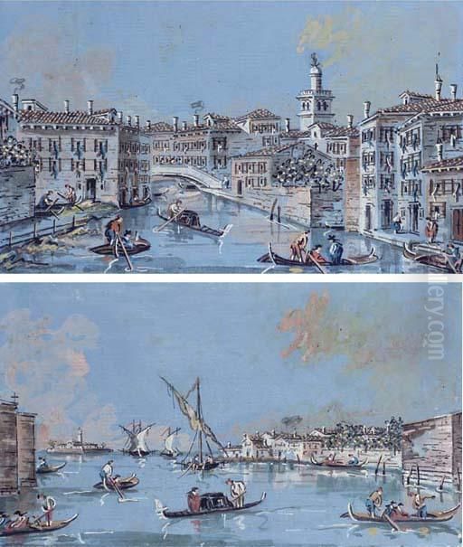 A View Near Santa Maria Del Carmine Oil Painting by Giacomo Guardi