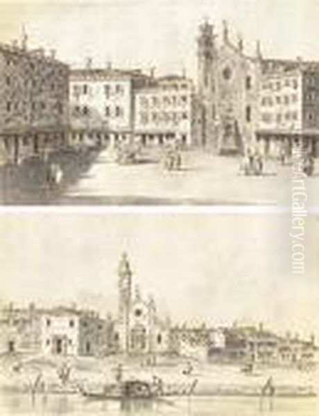The Campo Sant'aponal 
(apollinare), Venice; And The Fondamenta Andchurch Of The Madonna 
Dell'orto, Venice Oil Painting by Giacomo Guardi