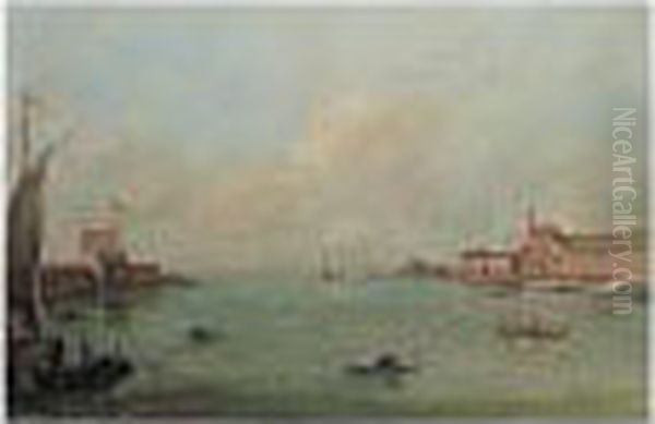 Venice, A View Of The Porto Di 
Lido With The Forte Di Sant'andrea And The Church Of San Niccolo Oil Painting by Giacomo Guardi