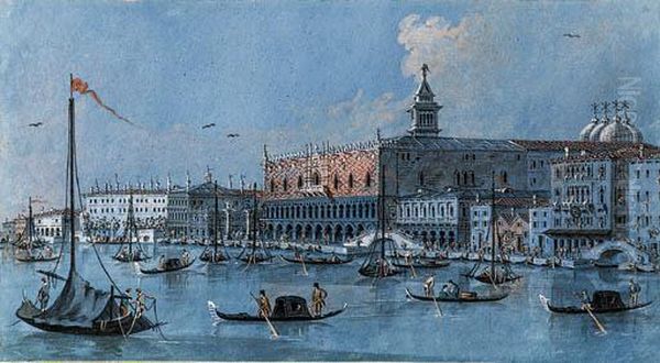 View Of The Riva Degli 
Schiavoni, Venice, With The Doge's Palaceand The Piazzetta San Marco Oil Painting by Giacomo Guardi