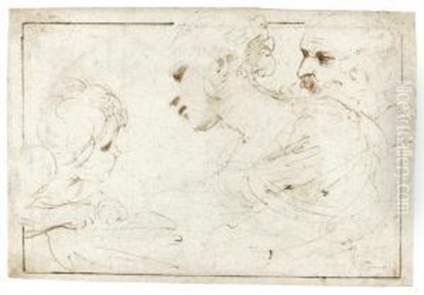 Recto: The Holy Family Oil Painting by Giovanni Francesco Barbieri