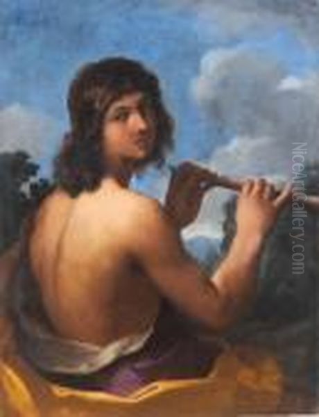 Suonatore Di Flauto Oil Painting by Giovanni Francesco Barbieri