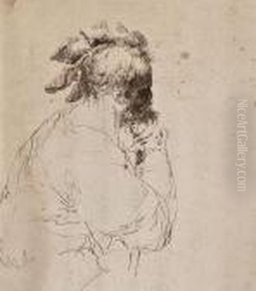 Head Of A Bearded Man In Profile Oil Painting by Giovanni Francesco Barbieri