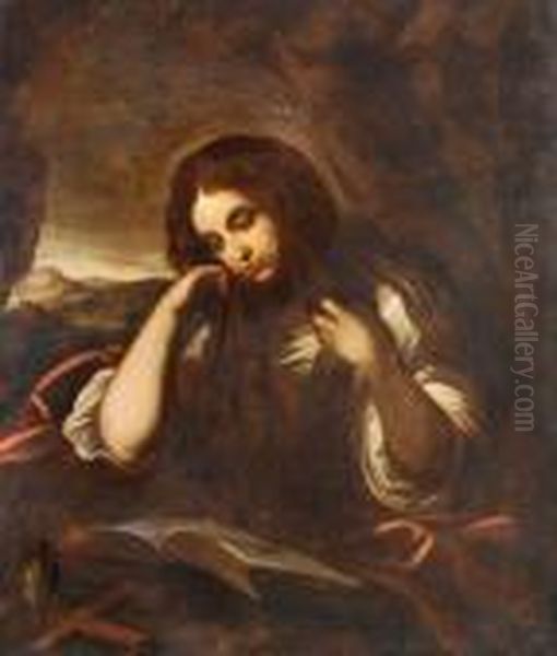 Penitent Magdalene Oil Painting by Giovanni Francesco Barbieri