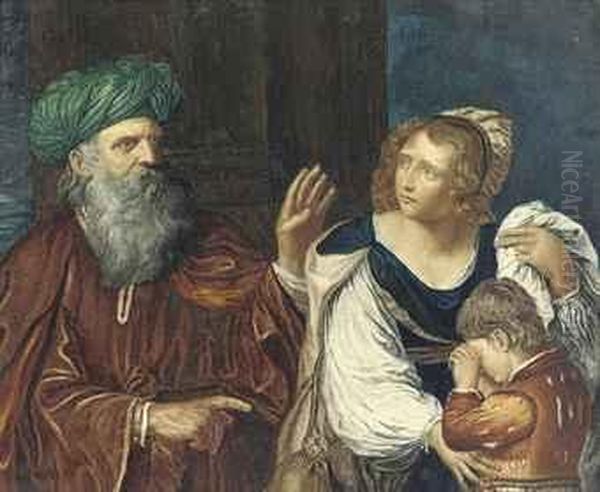 Abraham Casting Out Hagar Oil Painting by Giovanni Francesco Barbieri