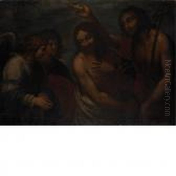 The Baptism Of Christ Oil Painting by Giovanni Francesco Barbieri