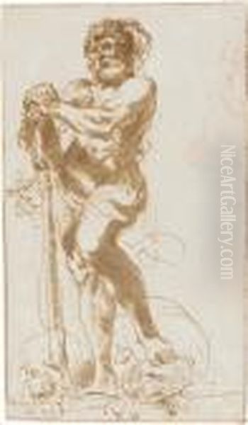 The Triumphant Hercules With The Vanquished Hydra Oil Painting by Giovanni Francesco Barbieri