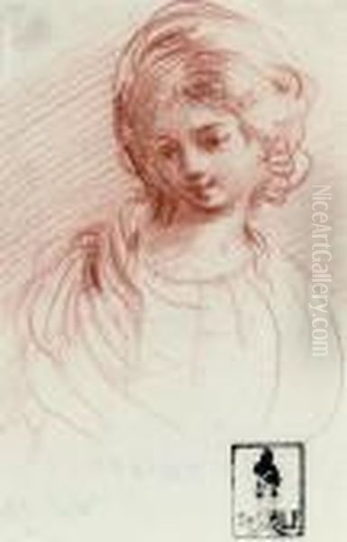 Study Of The Head Of A Woman Oil Painting by Giovanni Francesco Barbieri