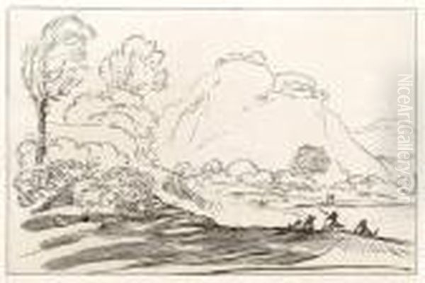 Paysage Montagneux. Oil Painting by Giovanni Francesco Barbieri