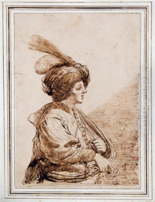 Minstral Oil Painting by Giovanni Francesco Barbieri