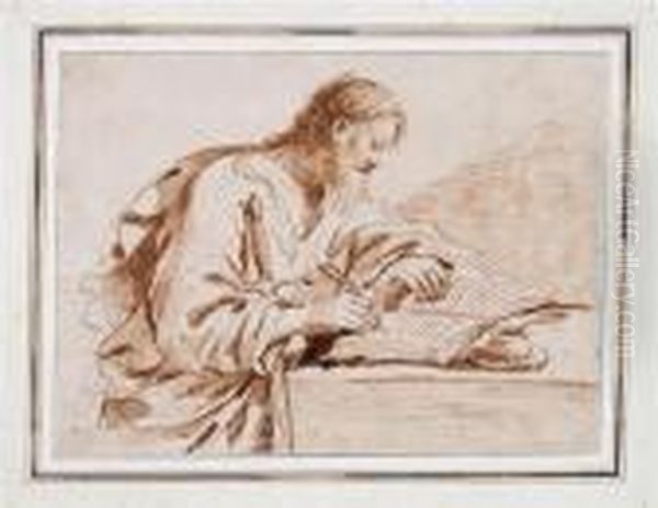 Scribe Oil Painting by Giovanni Francesco Barbieri