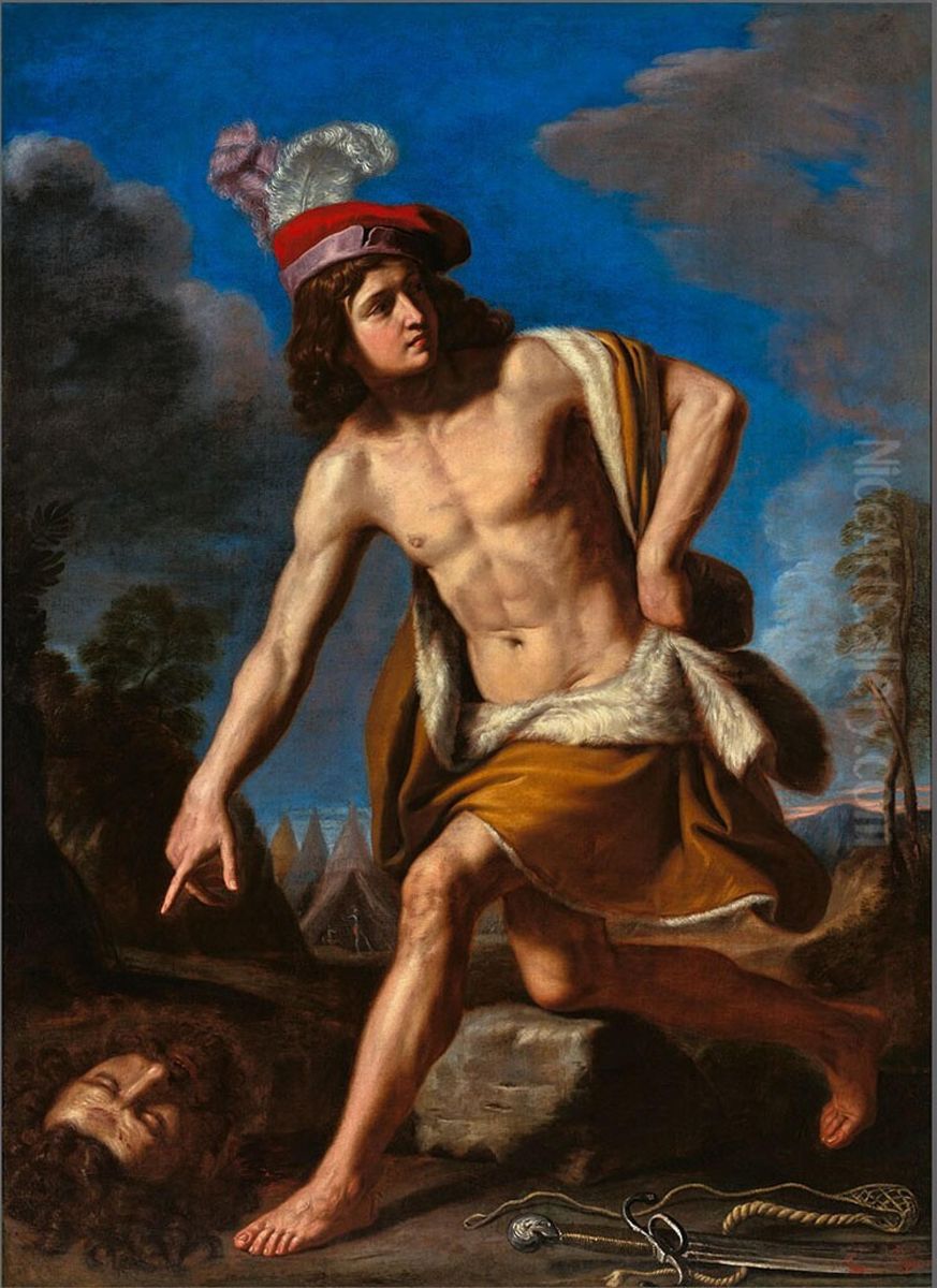 David With The Head Of Goliath Oil Painting by Giovanni Francesco Barbieri
