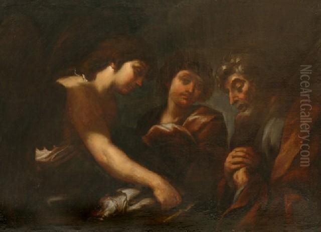 Group Of Men Oil Painting by Giovanni Francesco Barbieri