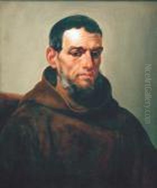 Franciscan Monk Oil Painting by Giovanni Francesco Barbieri