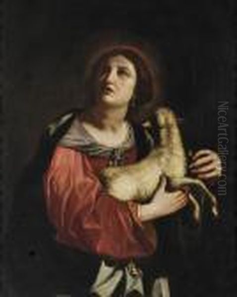 Santa Martire Con Aglello Oil Painting by Giovanni Francesco Barbieri