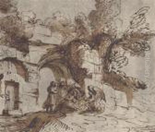 The Rest On The Flight Into Egypt Oil Painting by Giovanni Francesco Barbieri