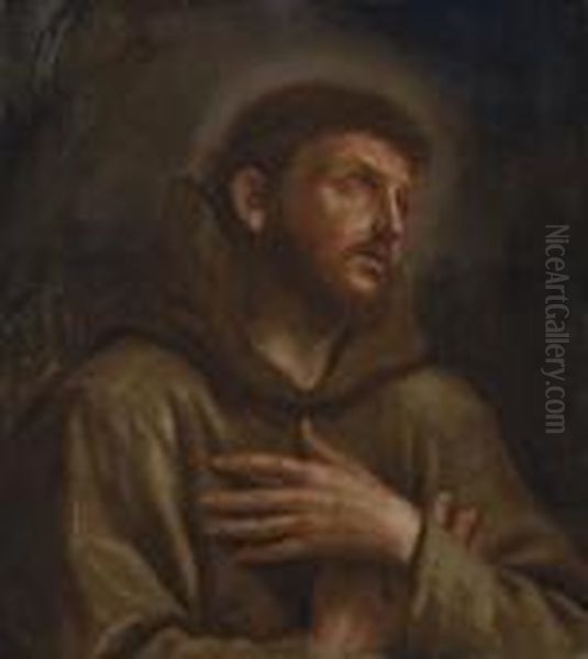 Saint Francis Of Assisi Oil Painting by Giovanni Francesco Barbieri